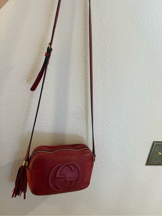 Gucci Handbags - Gucci Red Pebbled Leather Crossbody with Tassel